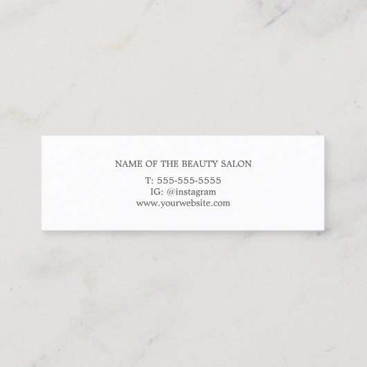 シンプルエレガントシック暗フェイク金ゴールド美容師 スキニー名刺 (裏面)