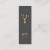 シンプルエレガントシック暗フェイク金ゴールド美容師 スキニー名刺 (正面)