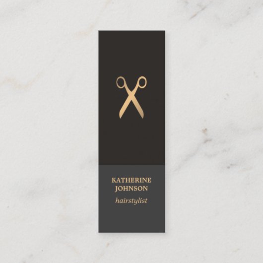 シンプルエレガントシック暗フェイク金ゴールド美容師 スキニー名刺 (正面)