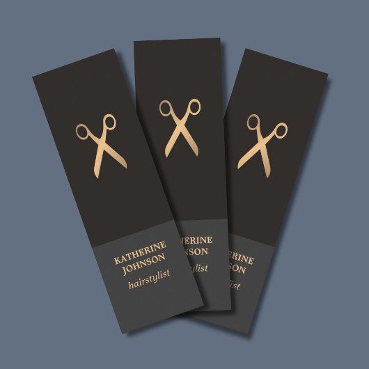 シンプルエレガントシック暗フェイク金ゴールド美容師 スキニー名刺