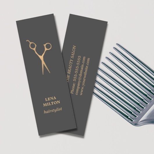 シンプルエレガントシック暗フェイク金ゴールド美容師 スキニー名刺