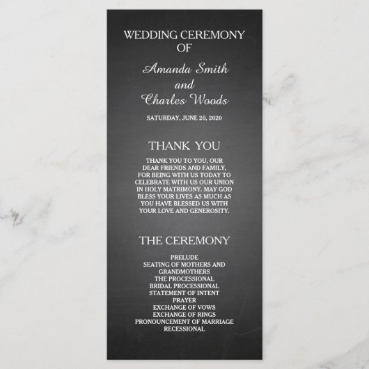 シンプルエレガントシャルボード結婚式 プログラム (正面)