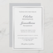 シンプルエレガントシルバーフレーム&グレー結婚ズ 招待状 (正面/裏面)