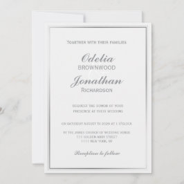 シンプルエレガントシルバーフレーム&グレー結婚ズ 招待状