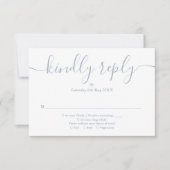 シンプルエレガントスクリプトほこり青 出欠カード (正面)