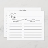 シンプルエレガントスクリプトブライダルシャワーレシピカード (正面/裏面)