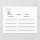 シンプルエレガントスクリプトブライダルシャワーレシピカード (正面)