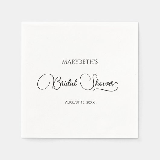 シンプルエレガントスクリプトブライダルシャワー スタンダードカクテルナプキン (正面)