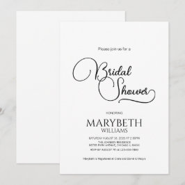 シンプルエレガントスクリプトブライダルシャワー 招待状