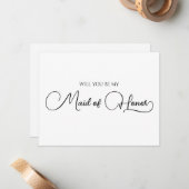 シンプルエレガントスクリプトメイド・オブ・オーナー(花嫁付き添い人)提案カード ノートカード (正面/裏面インサイチュ)