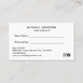 シンプルエレガントスクリプト参照白黒 ロイヤリティカード (裏面)