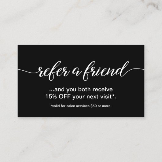 シンプルエレガントスクリプト参照白黒 ロイヤリティカード (正面)