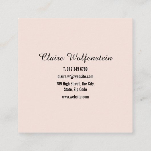 シンプルエレガントスクリプト赤面ピンクプロフェッショナル スクエア名刺 (裏面)