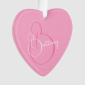 シンプルエレガントスクリプパーソナライズされたトのソフトピンクハート オーナメント (正面)