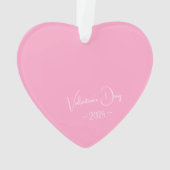 シンプルエレガントスクリプパーソナライズされたトのソフトピンクハート オーナメント (裏面)