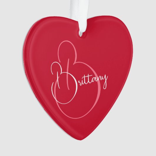 シンプルエレガントスクリプパーソナライズされたト赤バレンタイン オーナメント (正面)