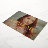 シンプルエレガントスタイリッシュ卒業写真金ゴールド 箔招待状 (回転した状態)