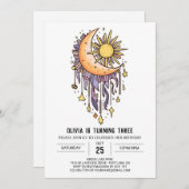 シンプルエレガントスターズ誕生日 招待状 (正面/裏面)