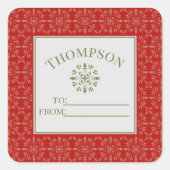シンプルエレガントスノーフレーククラシックの休日から スクエアシール (正面)