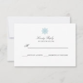 シンプルエレガントスノーフレークライトブルー結婚ズ 出欠カード (正面)