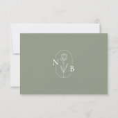 シンプルエレガントセージグリーン結婚ボホモダンズ 出欠カード (裏面)