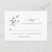 シンプルエレガントセージ海軍植物図結婚書 エンクロージャーカード (正面)