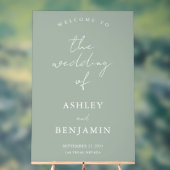 シンプルエレガントセージ結婚グリーン アクリルサイン (ニュートラル)