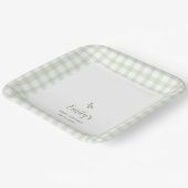 シンプルエレガントセージ緑ジンガム赤ちゃんシャワー ペーパープレート (傾斜あり)