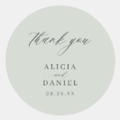 シンプルエレガントセージ緑結婚式の引き出物 ラウンドシール (正面)