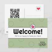 シンプルエレガントセージGreen Business Welcome ポストカード (正面/裏面)