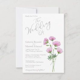 シンプルエレガントゼラニウムフローラ結婚ズ 招待状