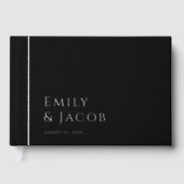 シンプルエレガントタイポグラフィと写真結婚の ゲストブック (正面)