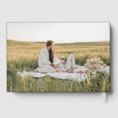 シンプルエレガントタイポグラフィと写真結婚の ゲストブック (裏面)