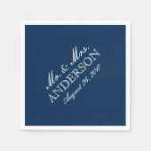 シンプルエレガントタイポグラフィネイビ結婚ーズナプキン スタンダードカクテルナプキン (正面)