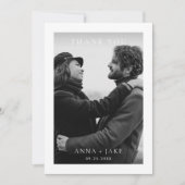 シンプルエレガントタイポグラフィ結婚写真 サンキューカード (正面)