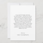 シンプルエレガントタイポグラフィ結婚写真 サンキューカード (裏面)