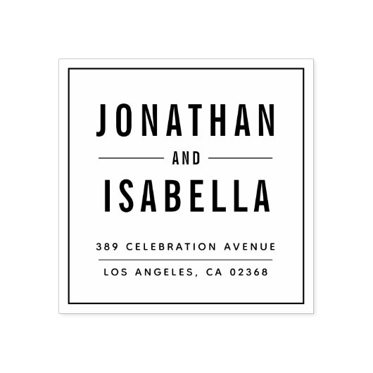 シンプルエレガントタイポグラフィ結婚差出人住所 ラバースタンプ (インプリント)