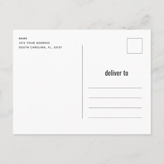 シンプルエレガントタイポグラフィ結婚式日付を保存 案内ポストカード (裏面)