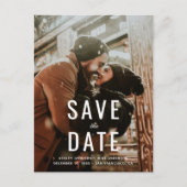 シンプルエレガントタイポグラフィ結婚式日付を保存 案内ポストカード (正面)