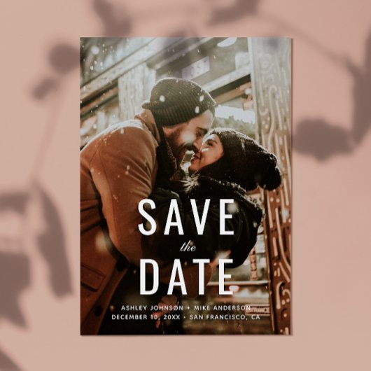 シンプルエレガントタイポグラフィ結婚式日付を保存 案内ポストカード