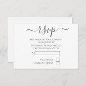 シンプルエレガントタイポグラフィRSVP結婚の 出欠カード (正面/裏面)