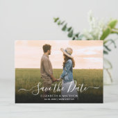 シンプルエレガントタイポグラフィScript One Photo 結婚's セーブザデート (スタンド正面)