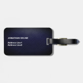 シンプルエレガントダカールブルーリネンホワイトモノグラム ラゲッジタグ (裏面横)