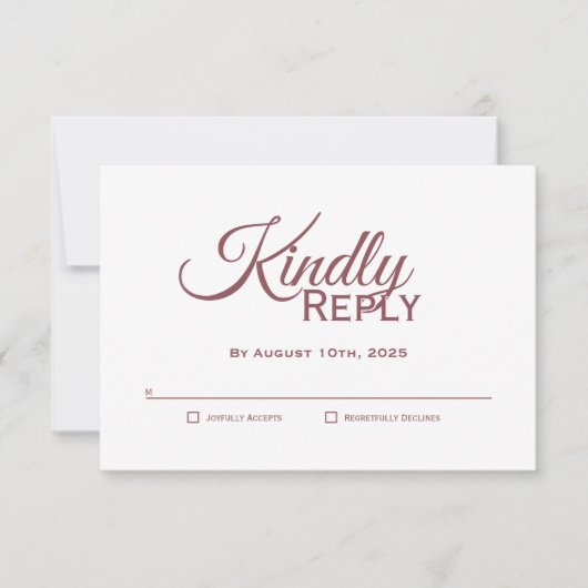 シンプルエレガントダスティピ結婚ンク 出欠カード (正面)