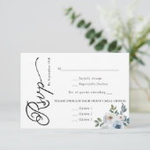 シンプルエレガントダスティブルーフローラ結婚ズ 出欠カード (スタンド正面)