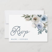 シンプルエレガントダスティブルーフローラ結婚ズ 出欠カード (裏面)