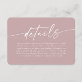 シンプルエレガントダスティマウヴ結婚ピンク詳細 エンクロージャーカード (正面)