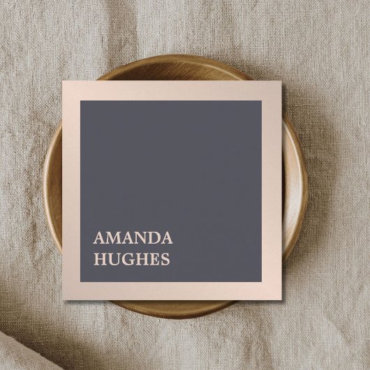 シンプルエレガントダークグレイフェイク金属コンサルタント スクエア名刺