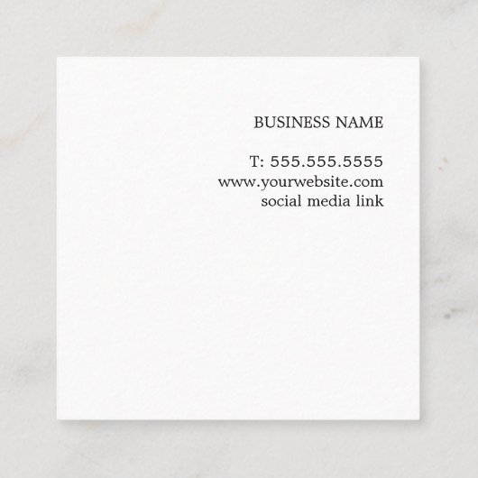 シンプルエレガントダークグレイフェイク金属コンサルタント スクエア名刺 (裏面)