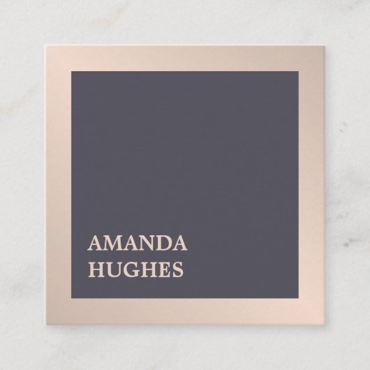シンプルエレガントダークグレイフェイク金属コンサルタント スクエア名刺 (正面)